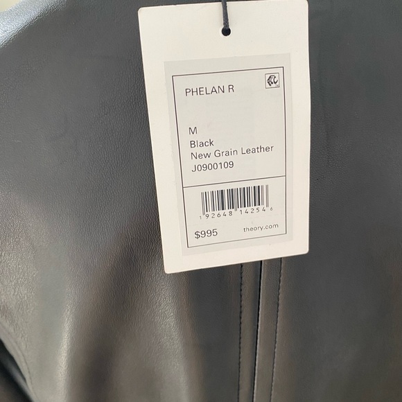 Theory leather jacket , size medium in black color . - Picture 9 of 9